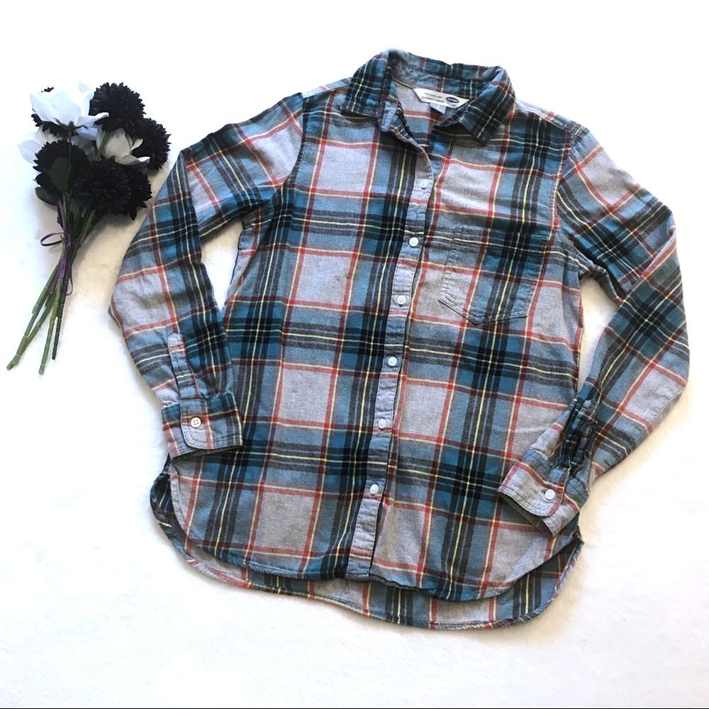 Old Navy Plaid Button Down Size Small Blue